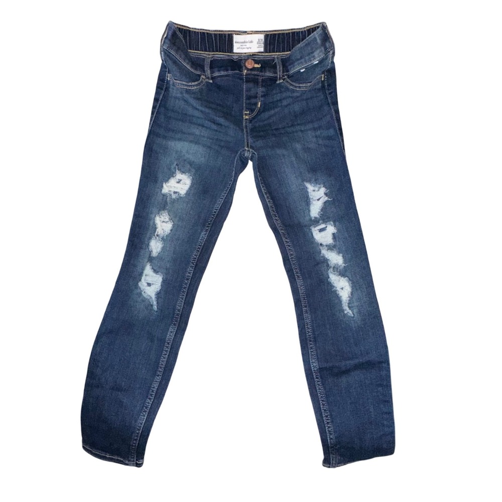 Abercrombie Kids Girls Size 9 10 Mid Rise Pull On Jean Legging Distressed Blue‎